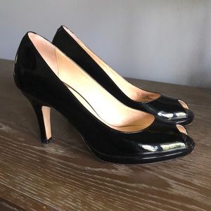 Cole Haan Peep Toe Patent Leather Pumps